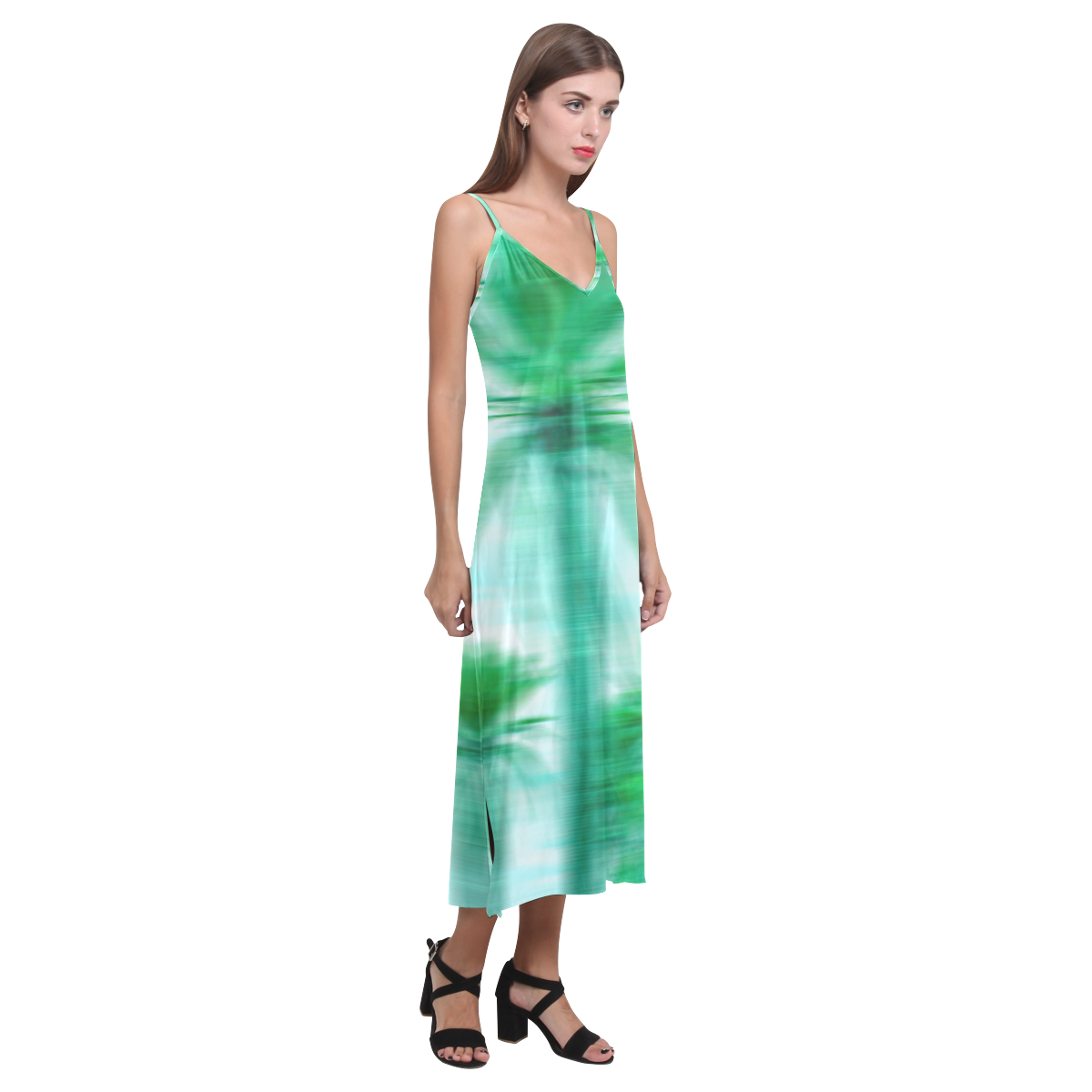 Palm Beach V-Neck Open Fork Long Dress(Model D18)