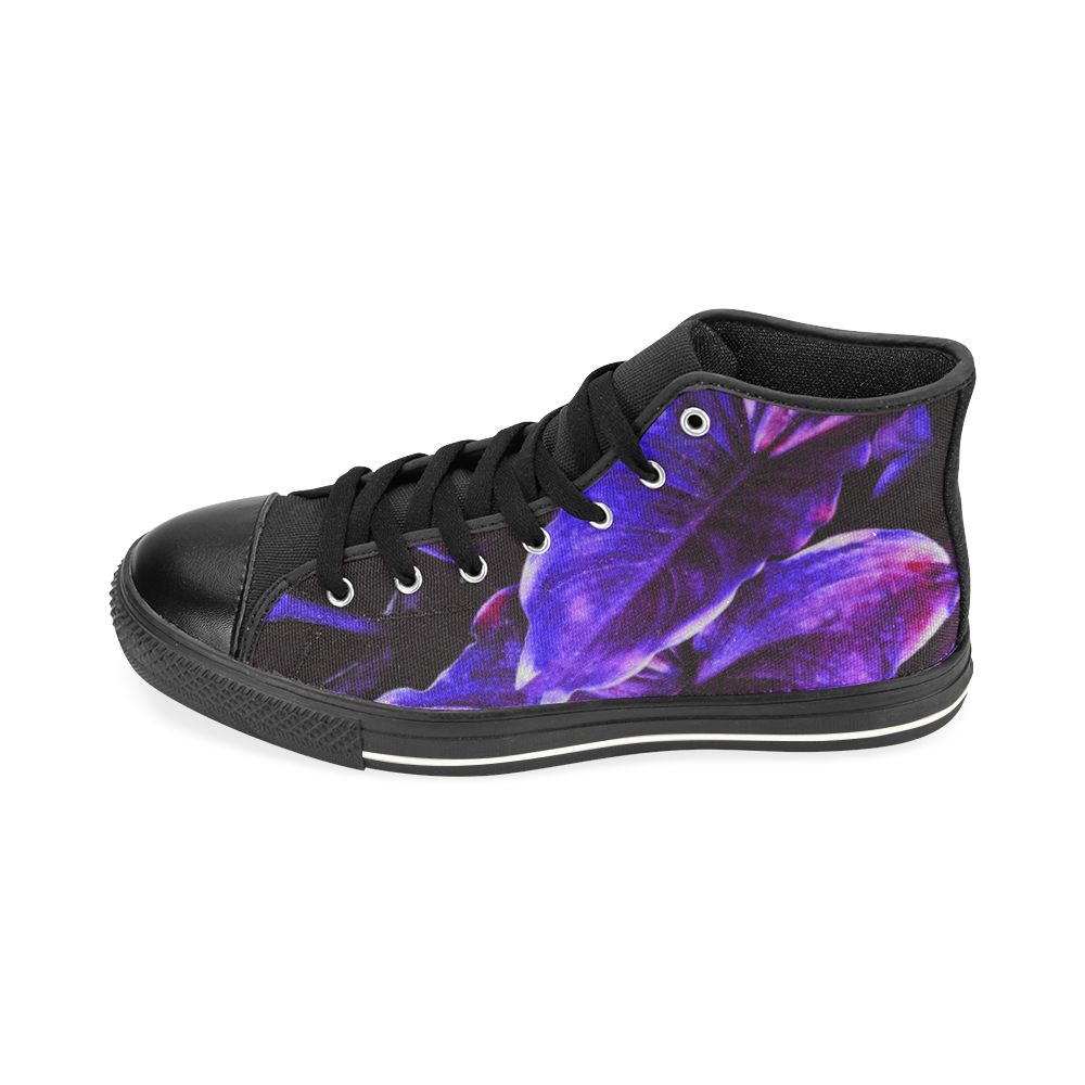 Plants PURPLE High Top Canvas Shoes for Kid (Model 017)