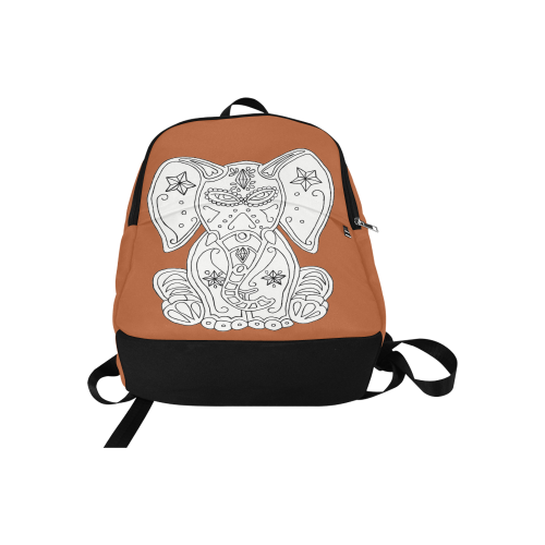 Color Me Sugar Skull Elephant Rust Fabric Backpack for Adult (Model 1659)