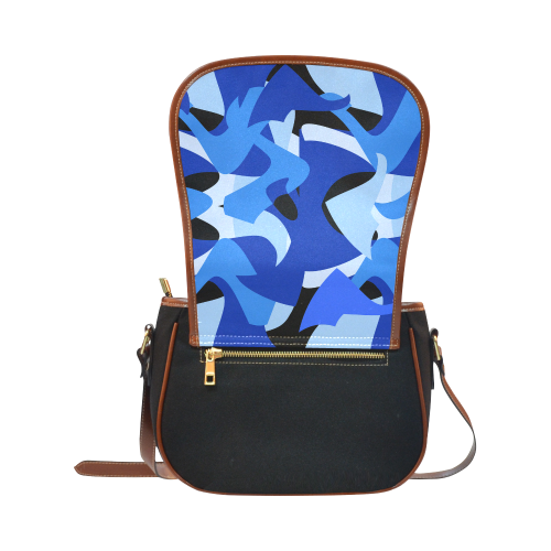 Camouflage Abstract Blue and Black Saddle Bag/Small (Model 1649)(Flap Customization)