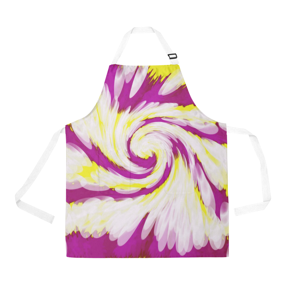Pink Yellow Tie Dye Swirl Abstract All Over Print Apron