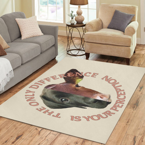Vegan Cow and Dog Design with Slogan Area Rug7'x5'