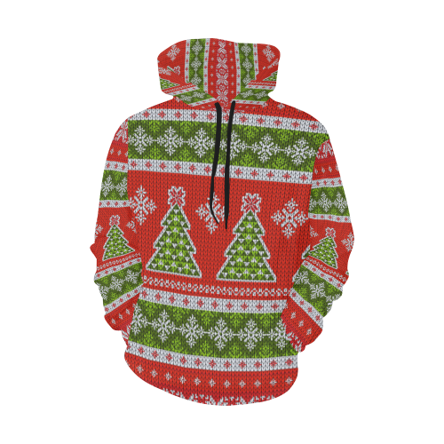 Christmas Knit All Over Print Hoodie for Women (USA Size) (Model H13)