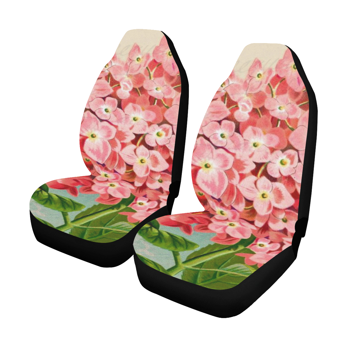 pink hydrangia Car Seat Covers (Set of 2)