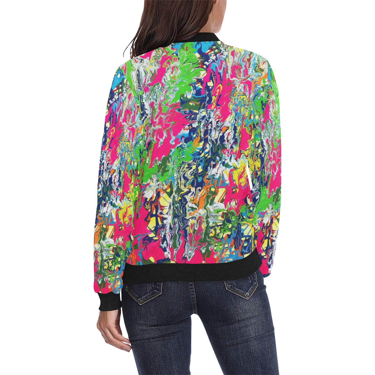 Bridge All Over Print Bomber Jacket for Women (Model H36)