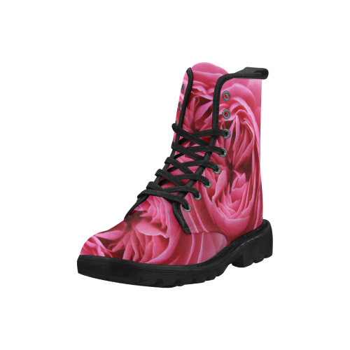 Rose Fleur Macro Martin Boots for Women (Black) (Model 1203H)