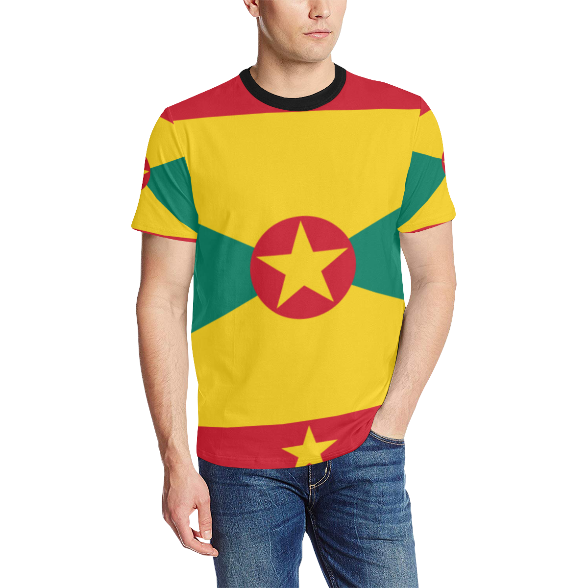 MANUSARTGND Men's All Over Print T-Shirt (Solid Color Neck) (Model T63)