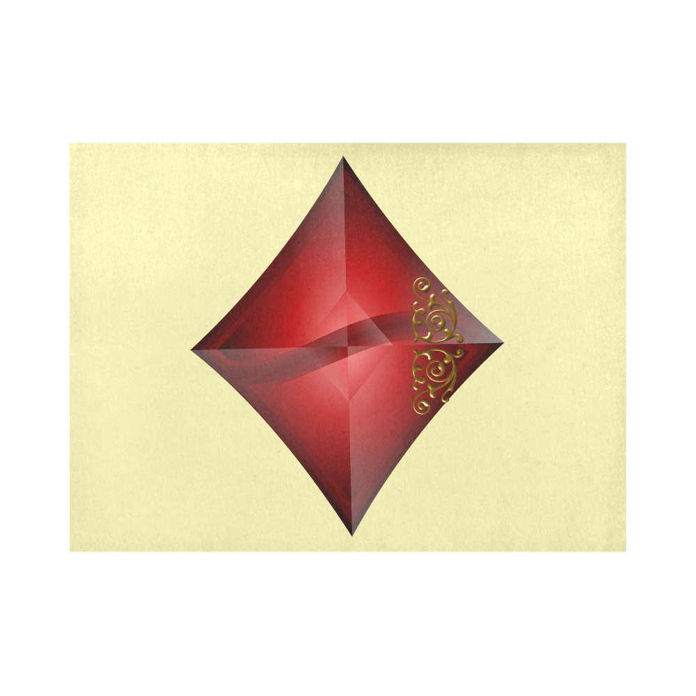 Diamond  Symbol Las Vegas Playing Card Shape on Yellow Placemat 14’’ x 19’’
