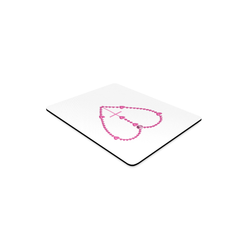 Catholic: Pink Rosary with Heart Shaped Beads Rectangle Mousepad