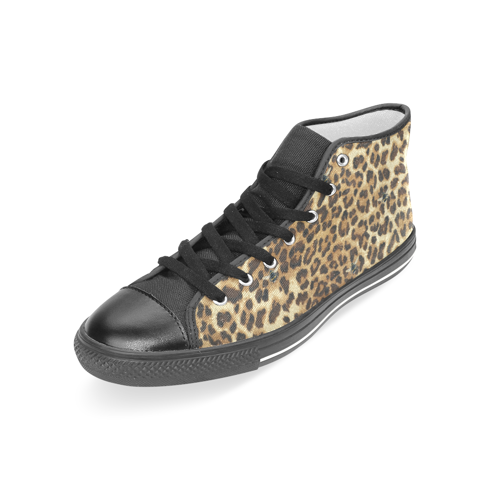 Buzz Leopard Women's Classic High Top Canvas Shoes (Model 017)