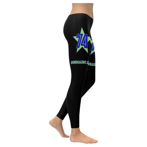 Dundealent 745 star Seahawks Black Women's Low Rise Leggings (Invisible Stitch) (Model L05)