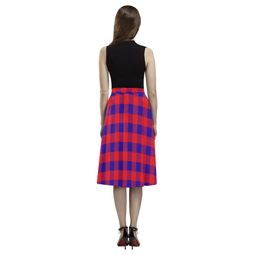 Red and Blue Checkered Aoede Crepe Skirt (Model D16)