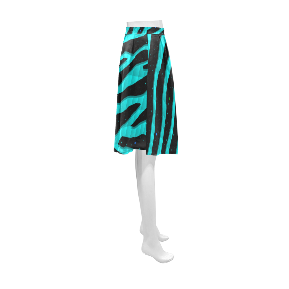 Ripped SpaceTime Stripes - Cyan Athena Women's Short Skirt (Model D15)