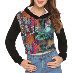 Graffiti Wall and Paint Splatter (Vest Style) All Over Print Crop Hoodie for Women (Model H22)