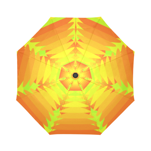Orange green flower Auto-Foldable Umbrella (Model U04)