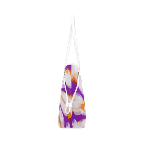 Purple Orange Tie Dye Swirl Abstract Clover Canvas Tote Bag (Model 1661)