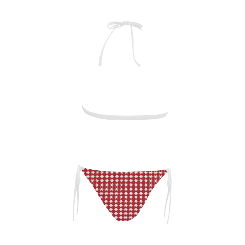 Red White Stars Buckle Front Halter Bikini Swimsuit (Model S08)