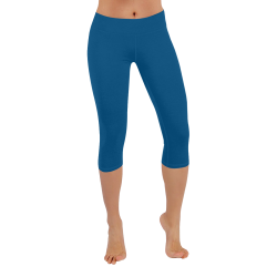 Classic Blue Women's Low Rise Capri Leggings (Invisible Stitch) (Model L08)