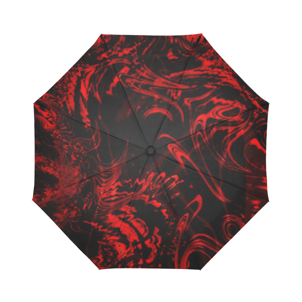 Black and red swirl Auto-Foldable Umbrella (Model U04)