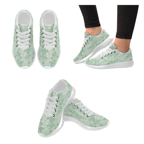 Mint Floral Pattern Men's Running Shoes/Large Size (Model 020)