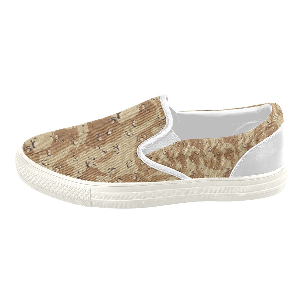 Vintage Desert Brown Camouflage Women's Slip-on Canvas Shoes (Model 019)