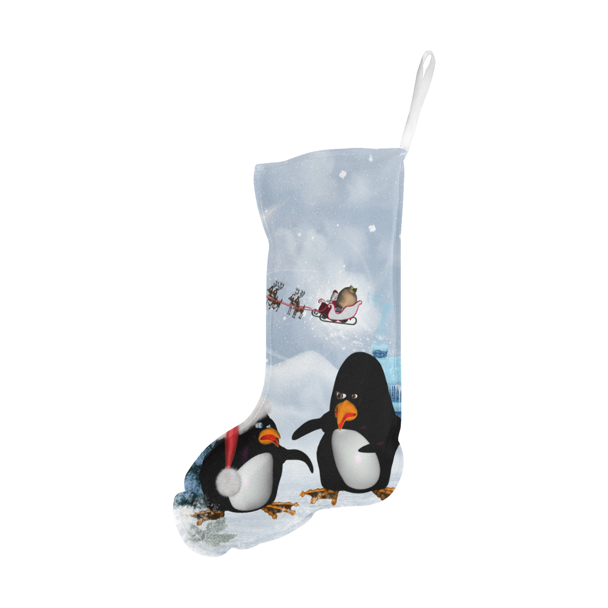 Christmas, funny, cute penguin Christmas Stocking (Without Folded Top)
