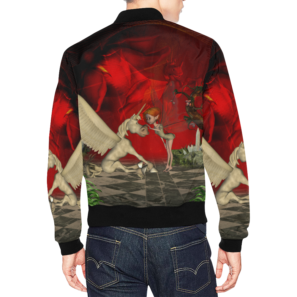 Cute little fairy and pegasus All Over Print Bomber Jacket for Men (Model H19)