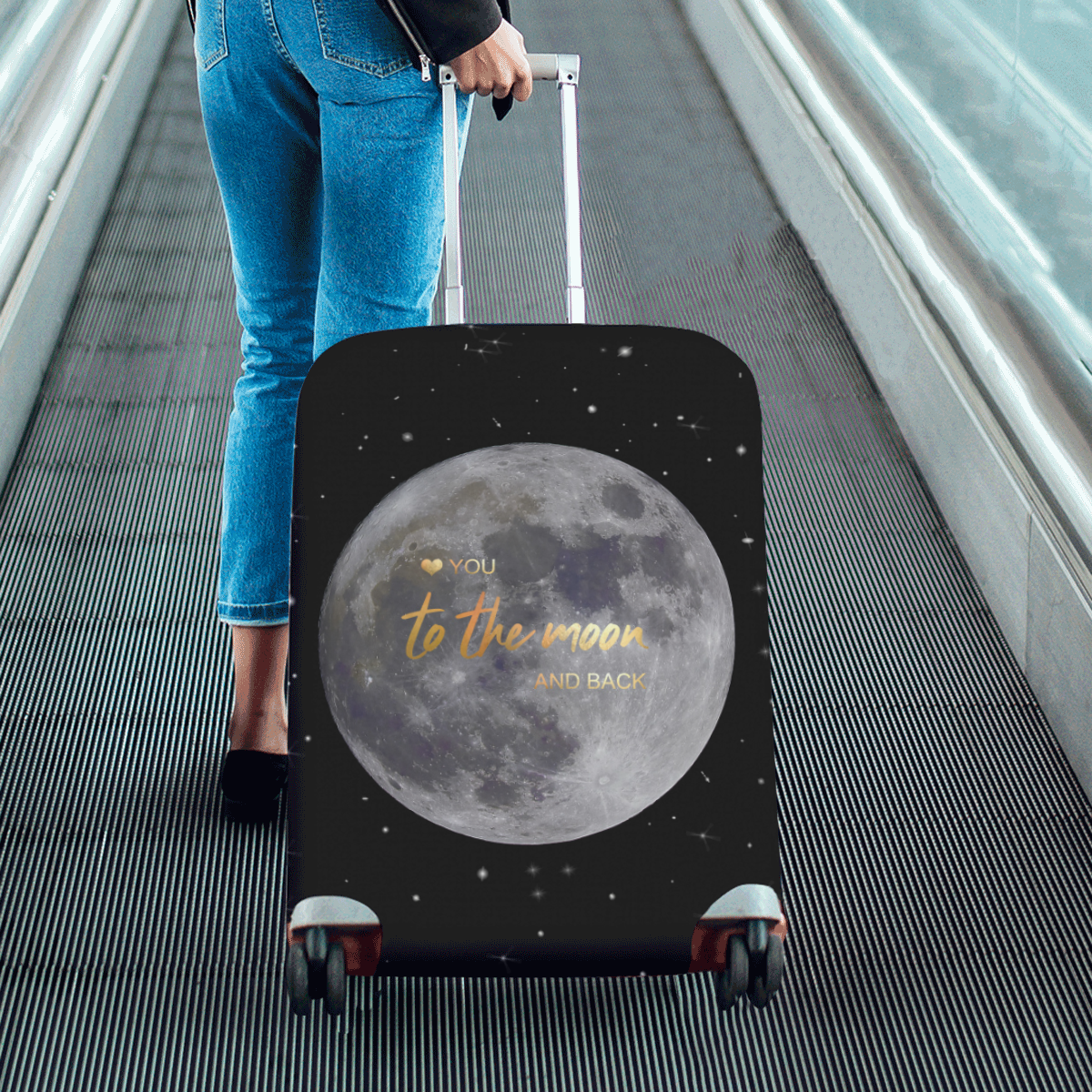 TO THE MOON AND BACK Luggage Cover/Medium 22"-25"