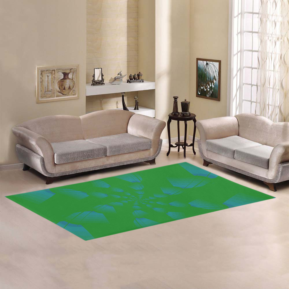 Blue on green grass Area Rug 7'x3'3''