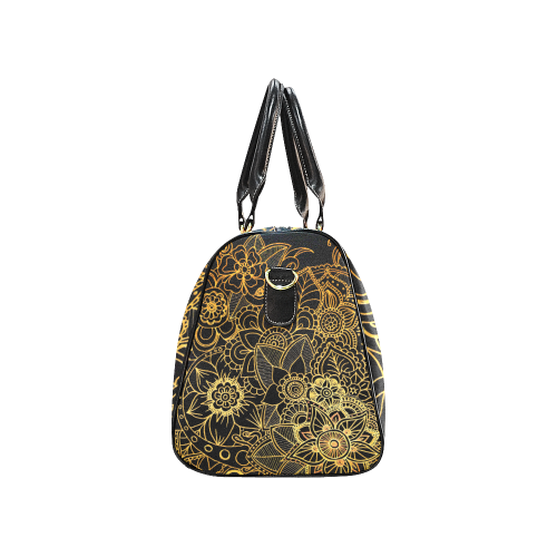 Floral Doodle Gold G523 New Waterproof Travel Bag/Large (Model 1639)