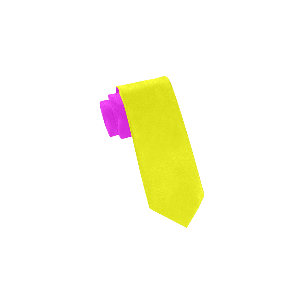 Bright Neon Yellow and Pink Classic Necktie (Two Sides)