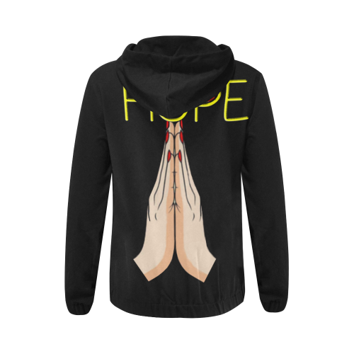 hOPE gIRL hANDS All Over Print Full Zip Hoodie for Women (Model H14)