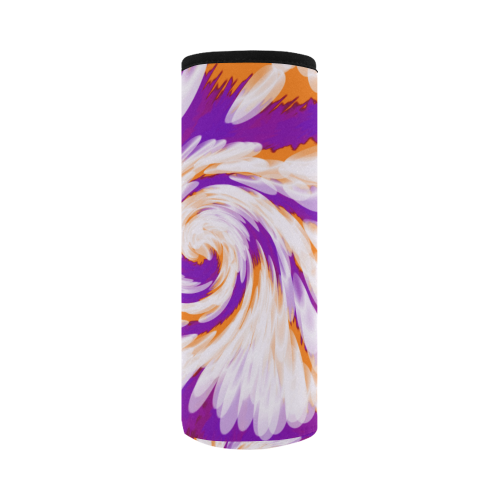 Purple Orange Tie Dye Swirl Abstract Neoprene Water Bottle Pouch/Large