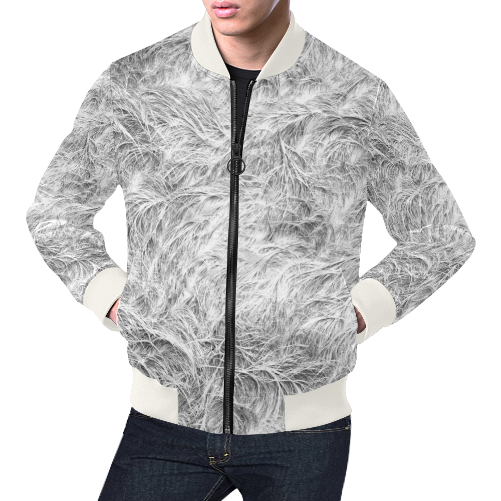 Fur Texture All Over Print Bomber Jacket for Men/Large Size (Model H19)