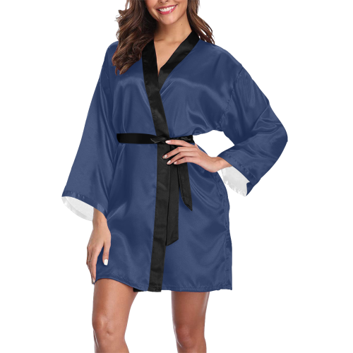 color Delft blue Long Sleeve Kimono Robe