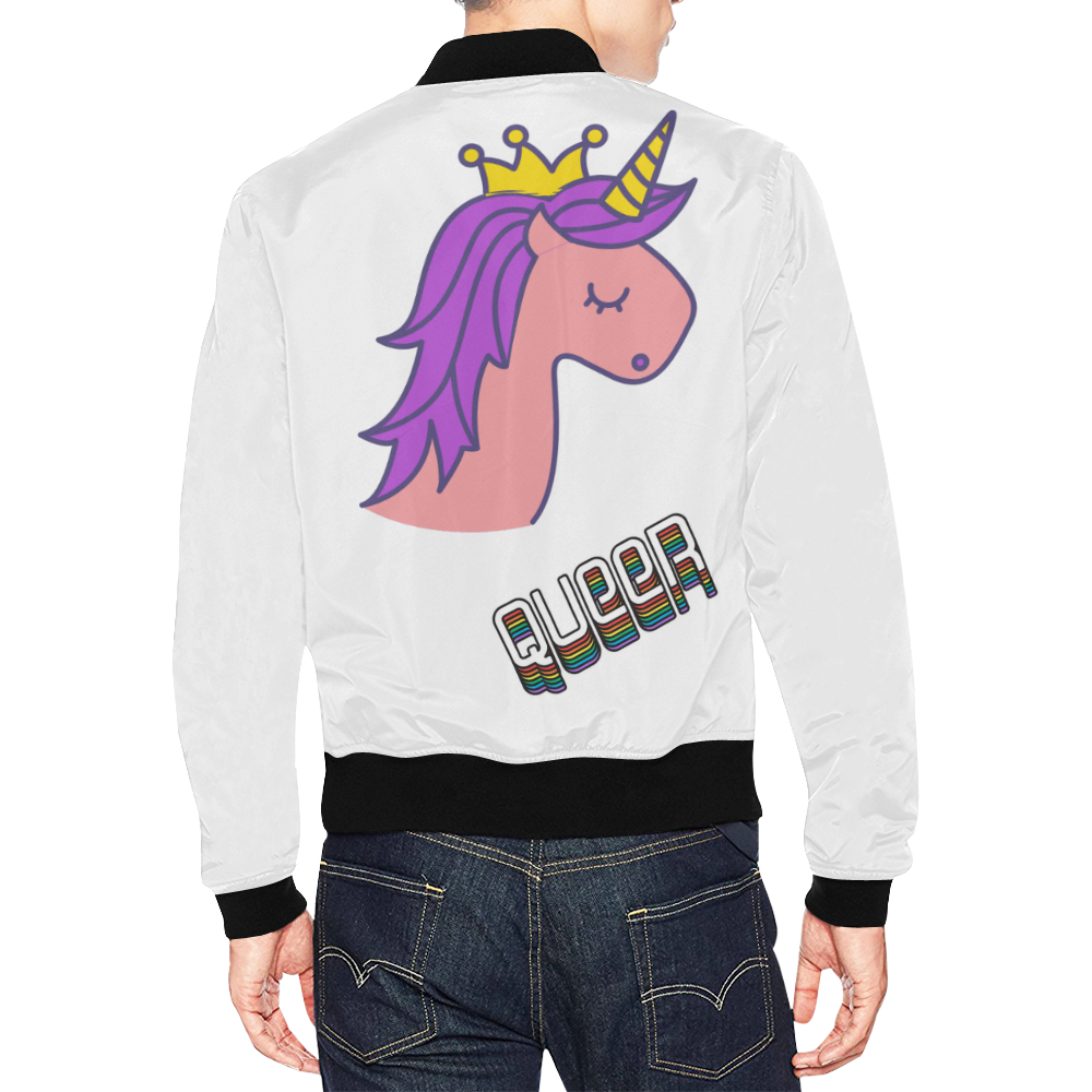 Queer pink unicorn black All Over Print Bomber Jacket for Men (Model H19)