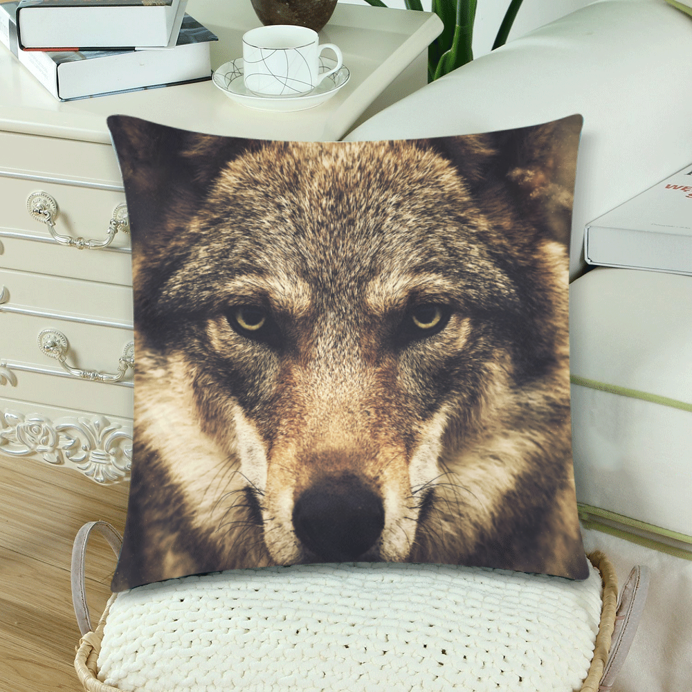 Wolf 2 Animal Nature Custom Zippered Pillow Cases 18"x 18" (Twin Sides) (Set of 2)