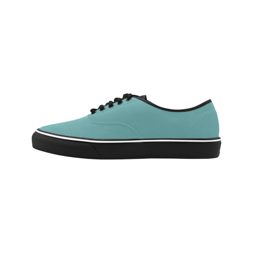 color cadet blue Classic Men's Canvas Low Top Shoes (Model E001-4)