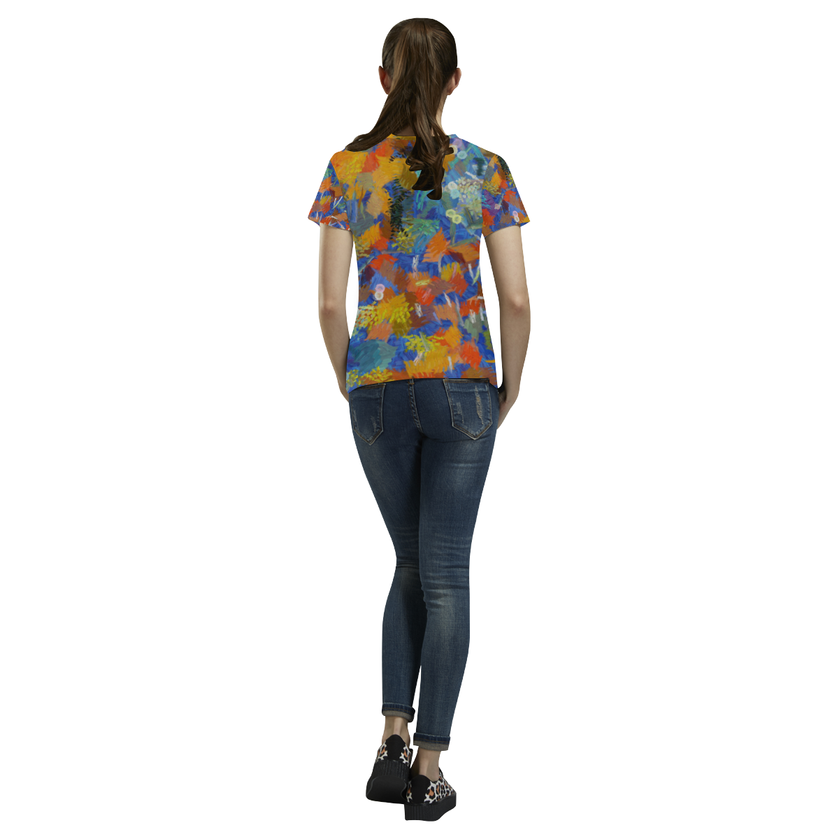 Colorful paint strokes All Over Print T-Shirt for Women (USA Size) (Model T40)
