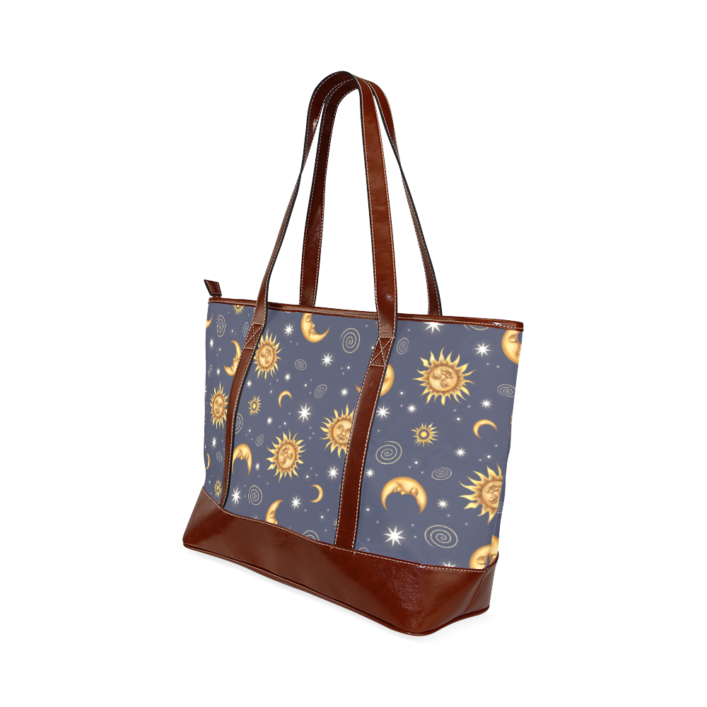 Vintage Celestial Pattern Tote Handbag (Model 1642)