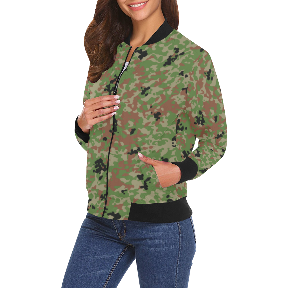Japanese 1991 jietai camouflage All Over Print Bomber Jacket for Women (Model H19)