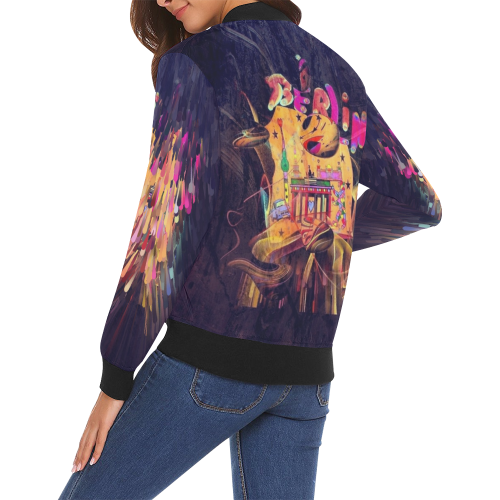 Berlin Popart by Nico Bielow All Over Print Bomber Jacket for Women (Model H19)