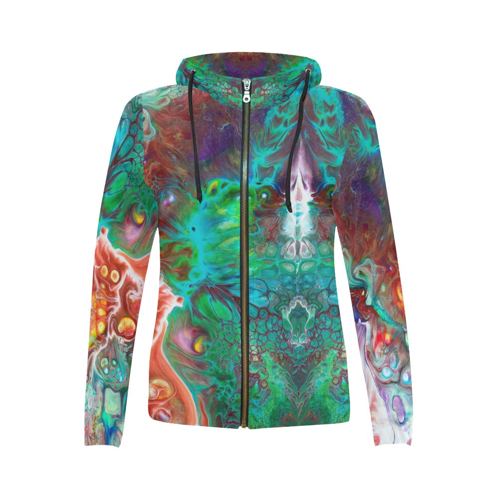 Attraction All Over Print Full Zip Hoodie for Women (Model H14)