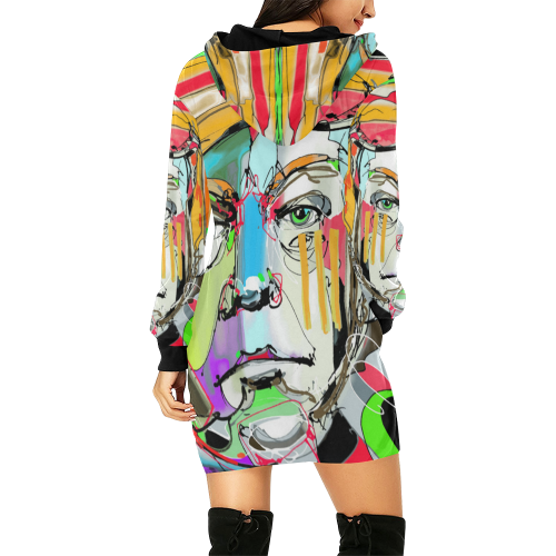 Graffiti Man All Over Print Hoodie Mini Dress (Model H27)