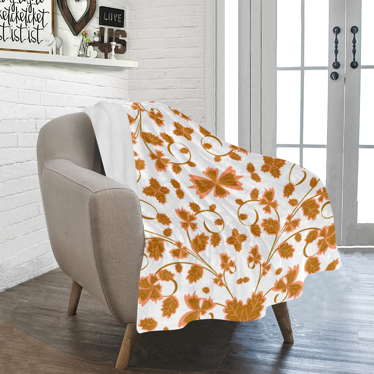floral damask Ultra-Soft Micro Fleece Blanket 30''x40''