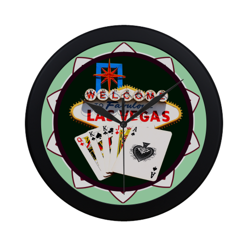 LasVegasIcons Poker Chip - Poker Hand Circular Plastic Wall clock