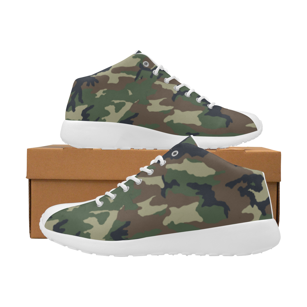Woodland Forest Green Camouflage Men's Basketball Training Shoes (Model 47502)