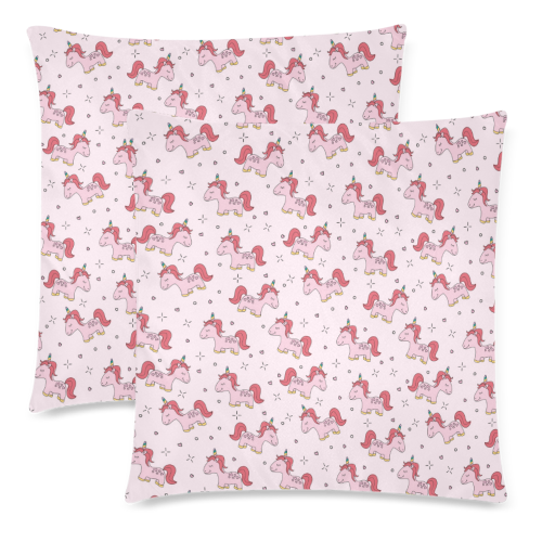 Pink Unicorn Custom Zippered Pillow Cases 18"x 18" (Twin Sides) (Set of 2)