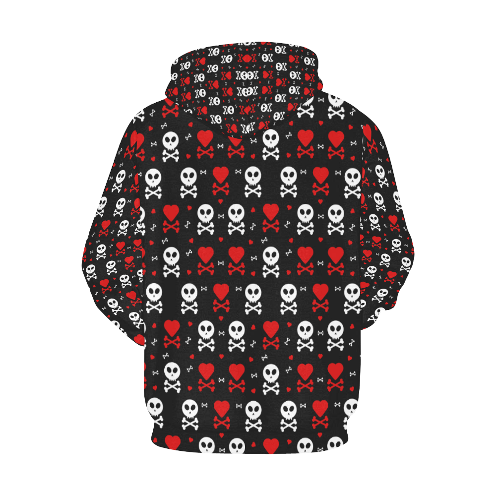 Skull and Crossbones All Over Print Hoodie for Women (USA Size) (Model H13)