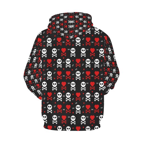 Skull and Crossbones All Over Print Hoodie for Women (USA Size) (Model H13)